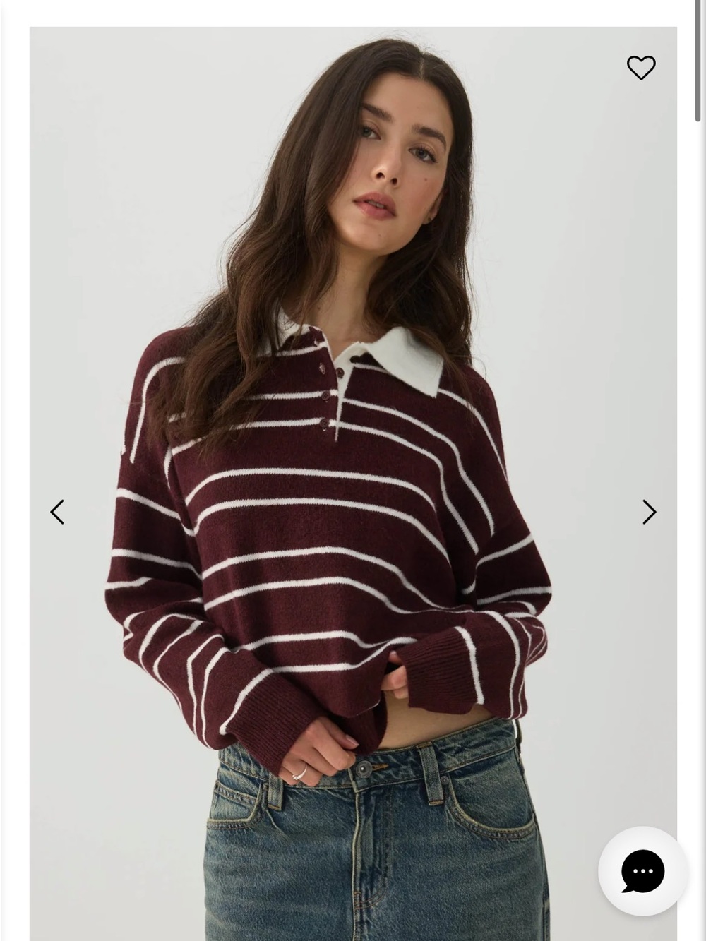 Ardene Burgundy and White Striped Rugby Sweater